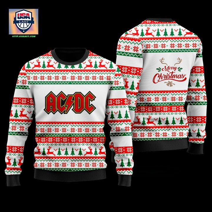 AC DC Merry Christmas White Ugly Christmas Sweater - Loving, dare I say?