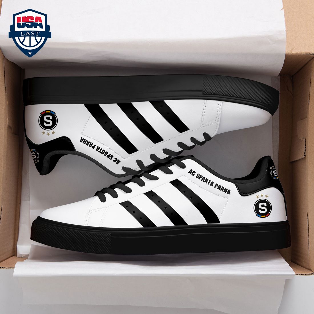 AC Sparta Praha Black Stripes Stan Smith Low Top Shoes – Saleoff