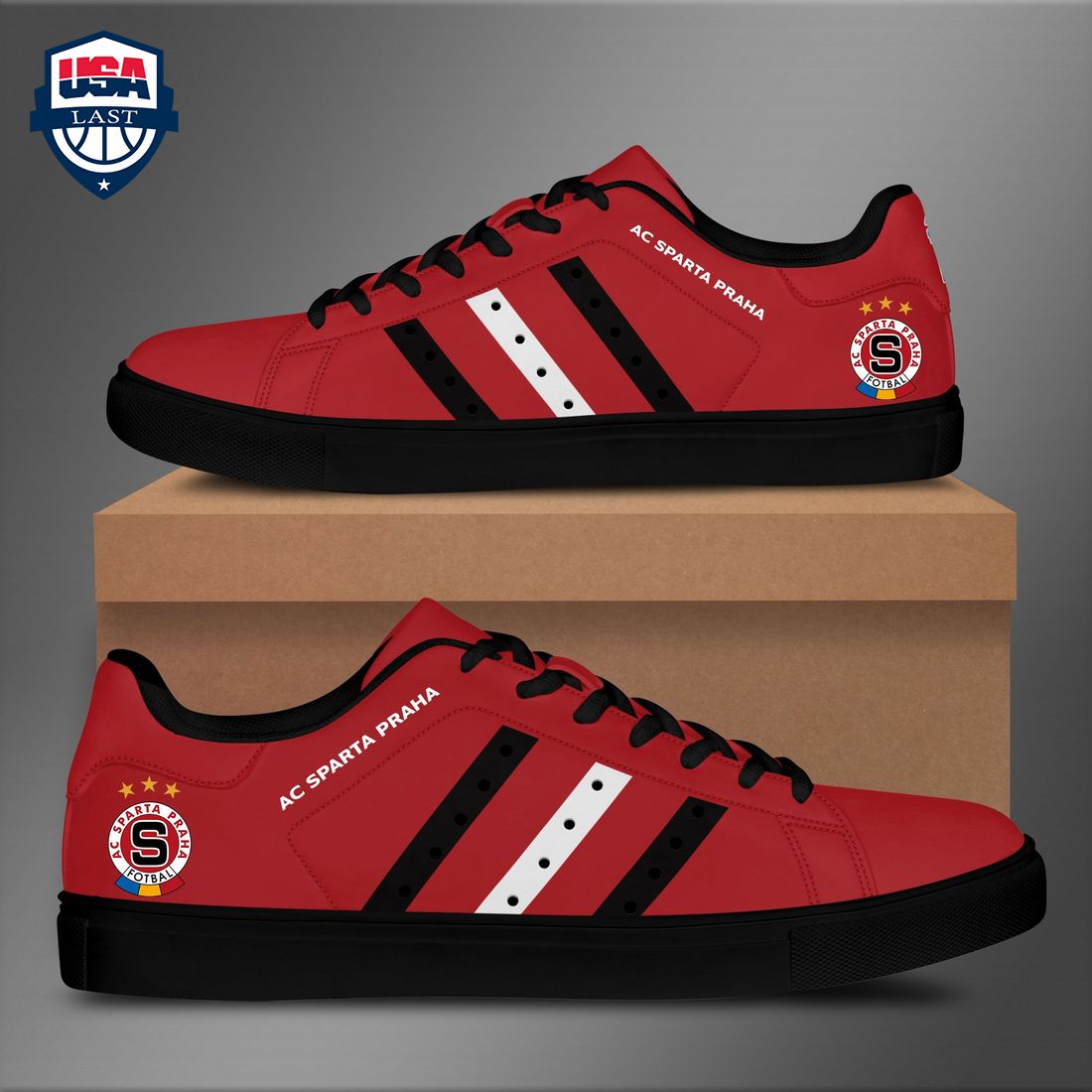 AC Sparta Praha Black White Stripes Stan Smith Low Top Shoes – Saleoff