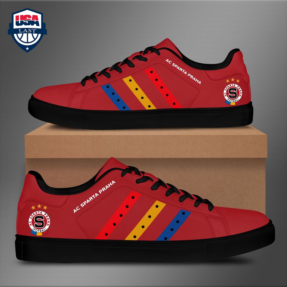 AC Sparta Praha Red Yellow Blue Stripes Style 1 Stan Smith Low Top Shoes – Saleoff