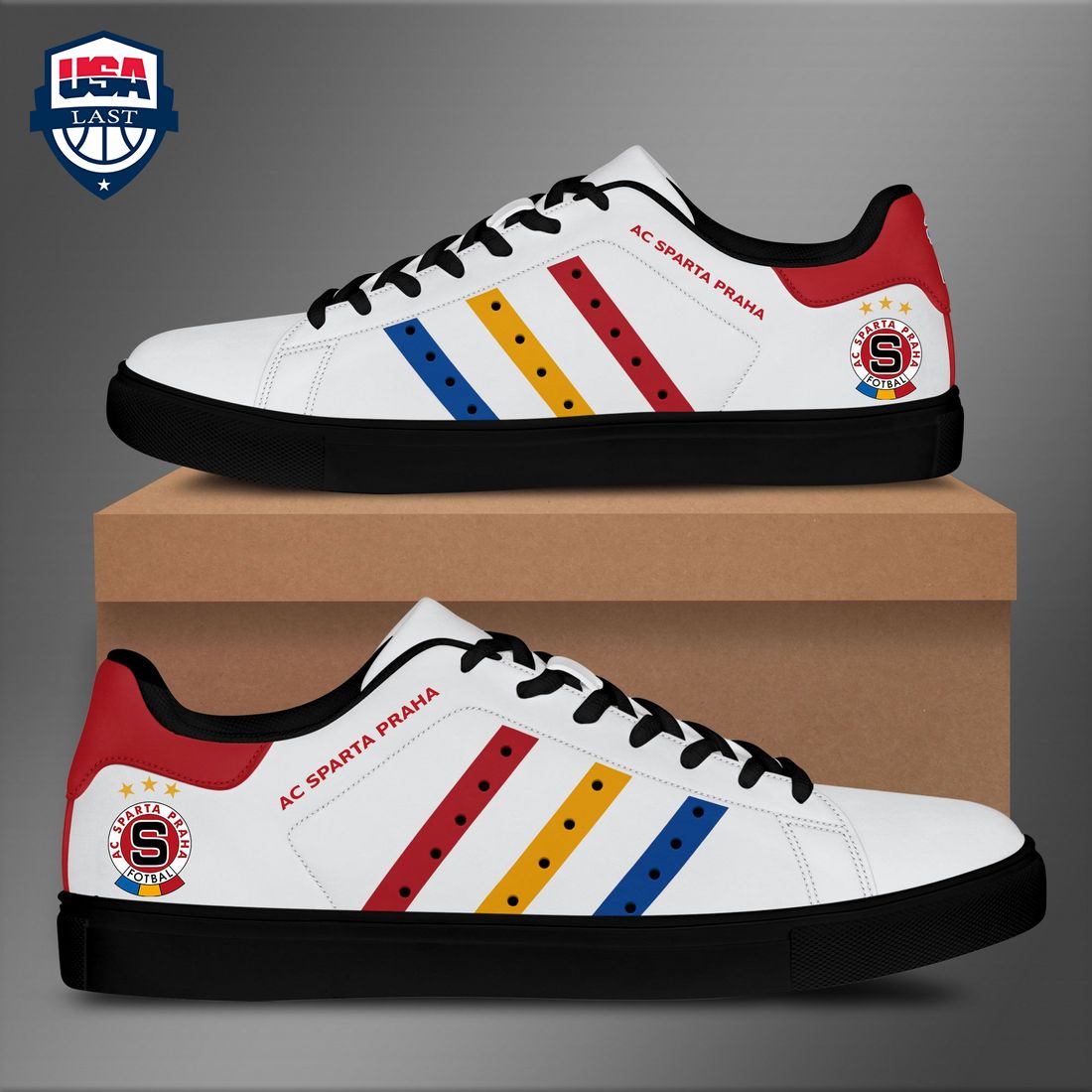 AC Sparta Praha Red Yellow Blue Stripes Style 2 Stan Smith Low Top Shoes – Saleoff