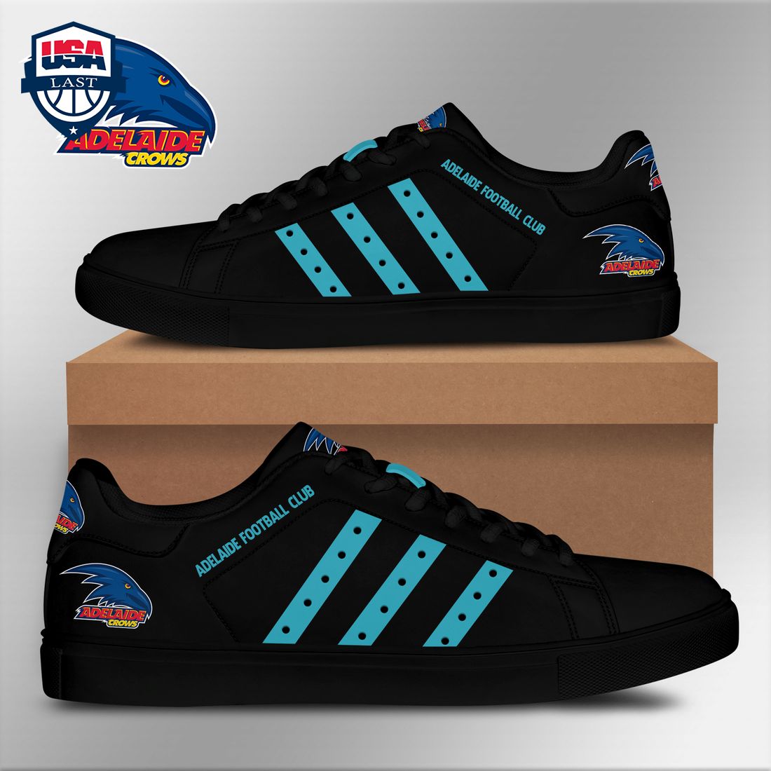 Adelaide Football Club Aqua Blue Stripes Style 2 Stan Smith Low Top Shoes – Saleoff