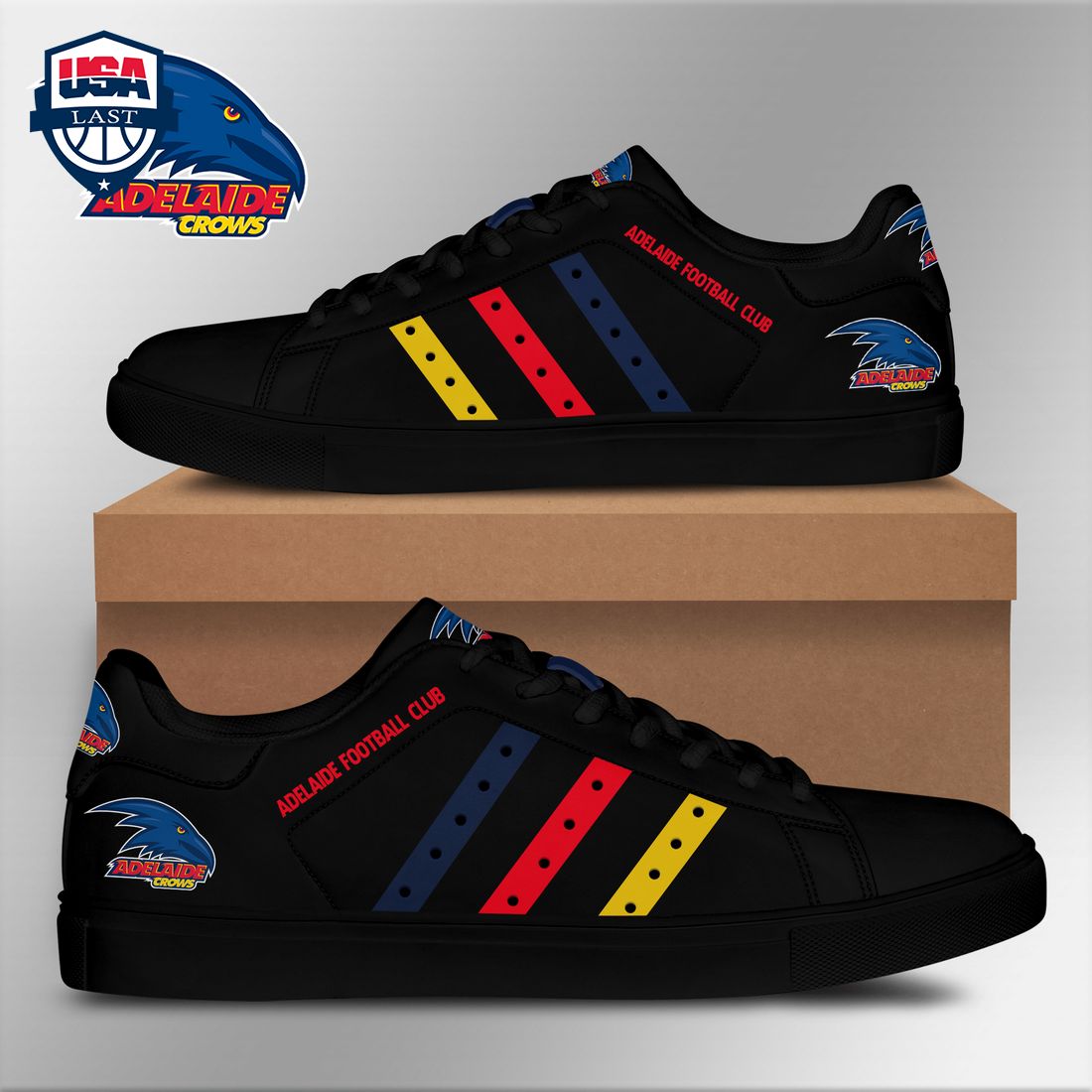 Adelaide Football Club Navy Red Yellow Stripes Style 1 Stan Smith Low Top Shoes – Saleoff