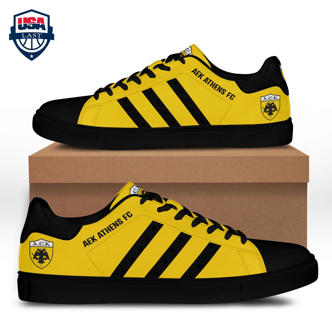 AEK Athens FC Black Stripes Stan Smith Low Top Shoes – Saleoff
