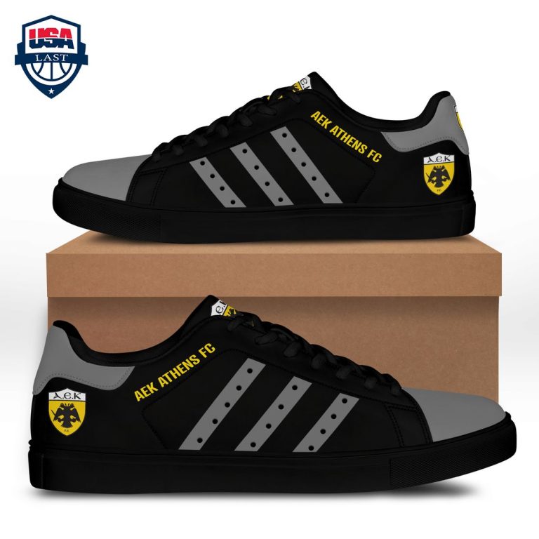 AEK Athens FC Grey Stripes Style 2 Stan Smith Low Top Shoes - Awesome Pic guys