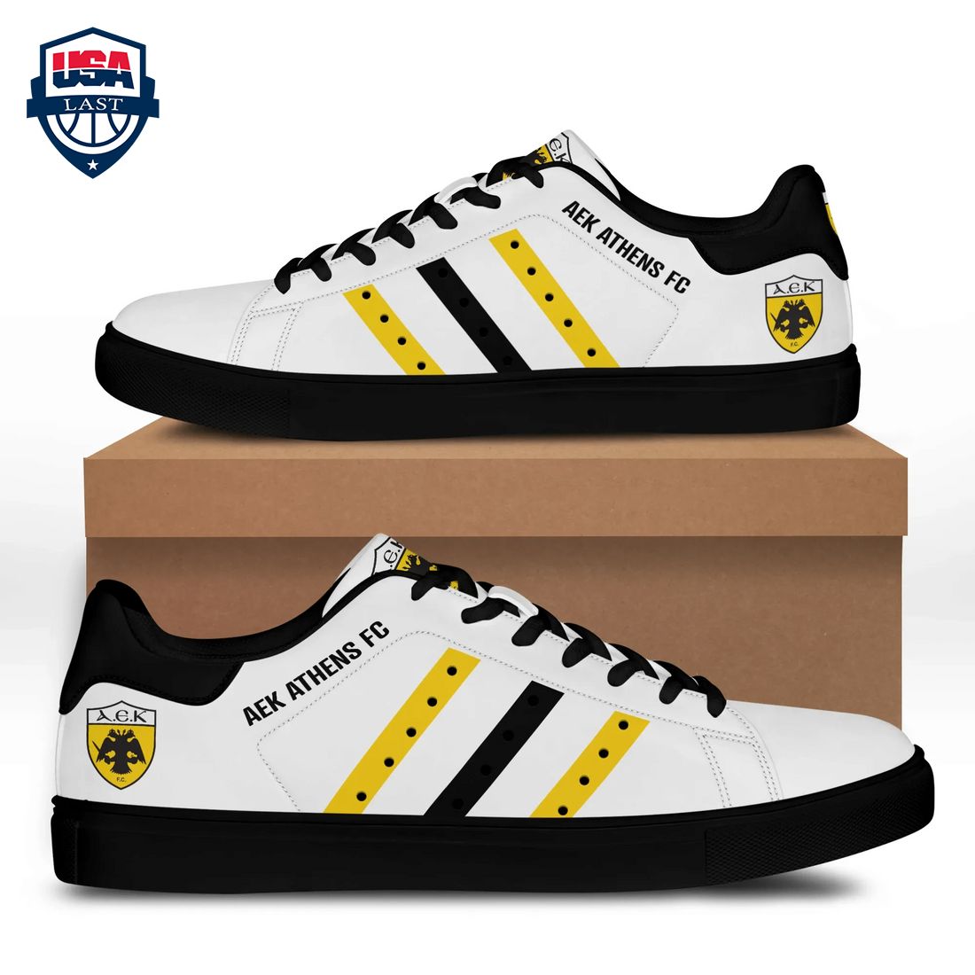AEK Athens FC Yellow Black Stripes Stan Smith Low Top Shoes – Saleoff