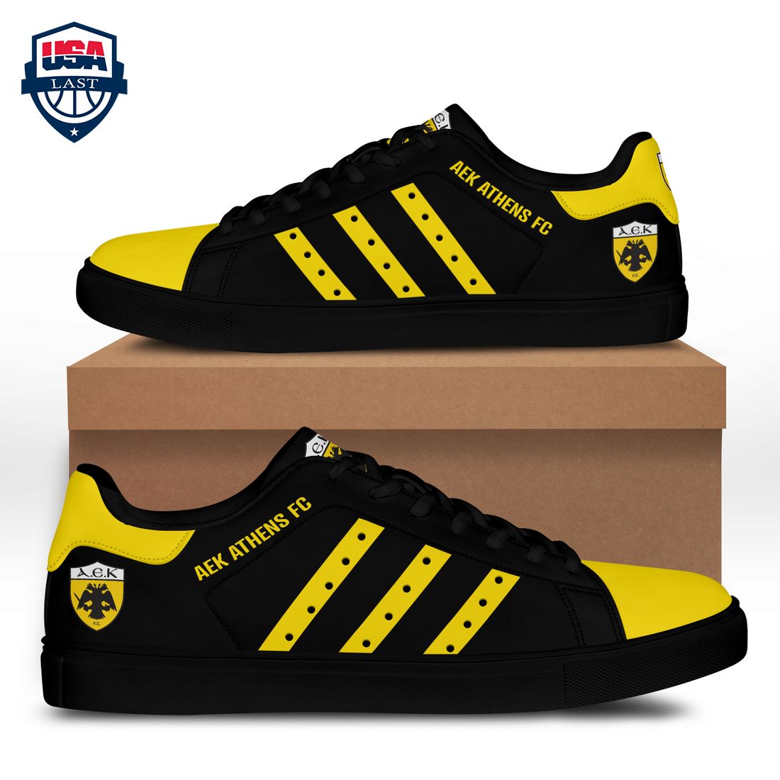 AEK Athens FC Yellow Stripes Style 2 Stan Smith Low Top Shoes – Saleoff