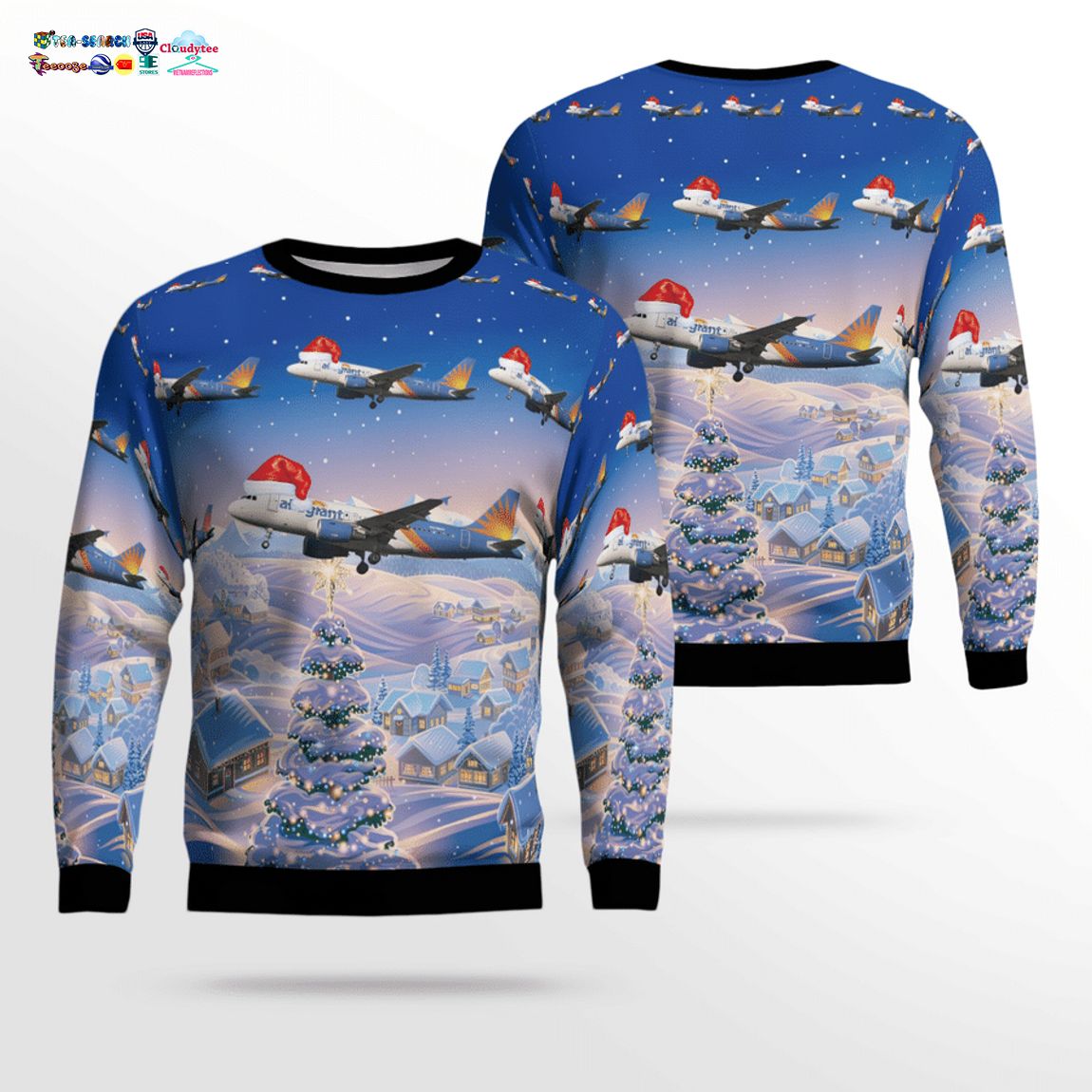 Allegiant Air Airbus A319-111 3D Christmas Sweater