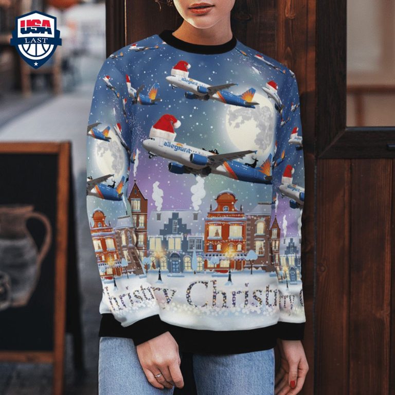 Allegiant Air Airbus A320-214 3D Christmas Sweater - Elegant and sober Pic