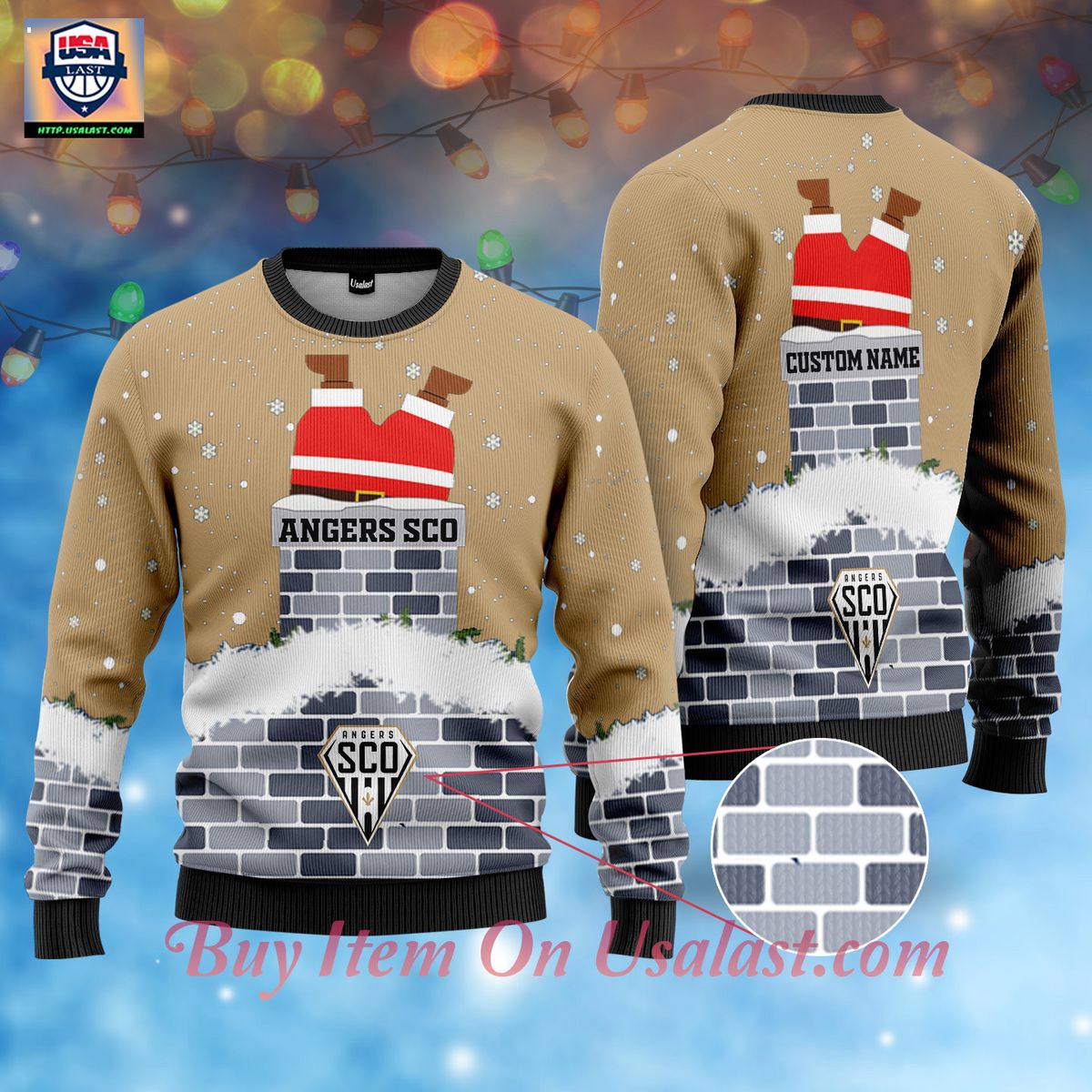 Angers SCO Santa Claus Custom Name Ugly Christmas Sweater – Usalast