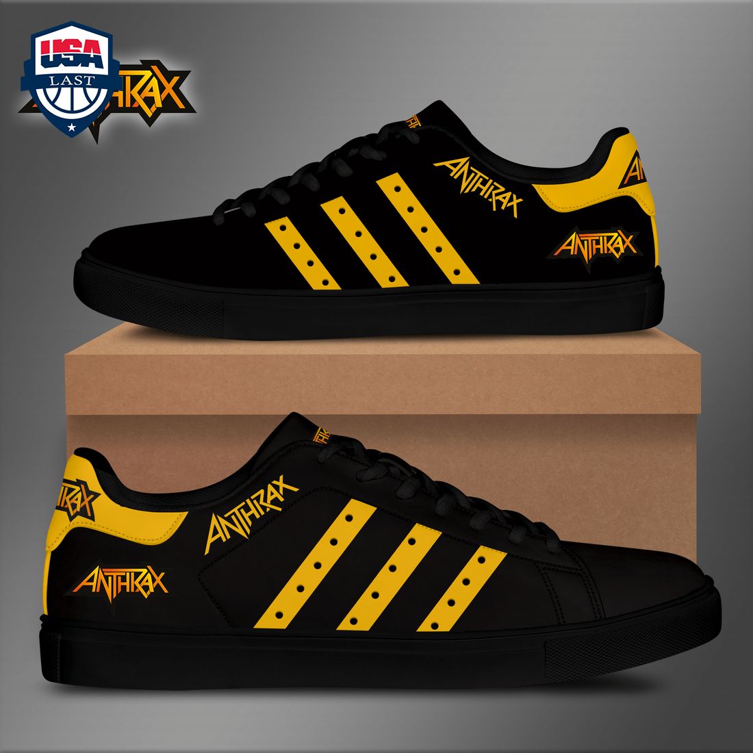 Anthrax Yellow Stripes Style 1 Stan Smith Low Top Shoes – Saleoff