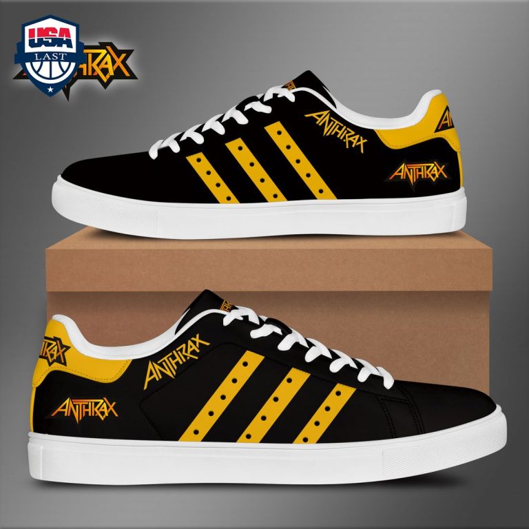 Anthrax Yellow Stripes Style 1 Stan Smith Low Top Shoes - Studious look