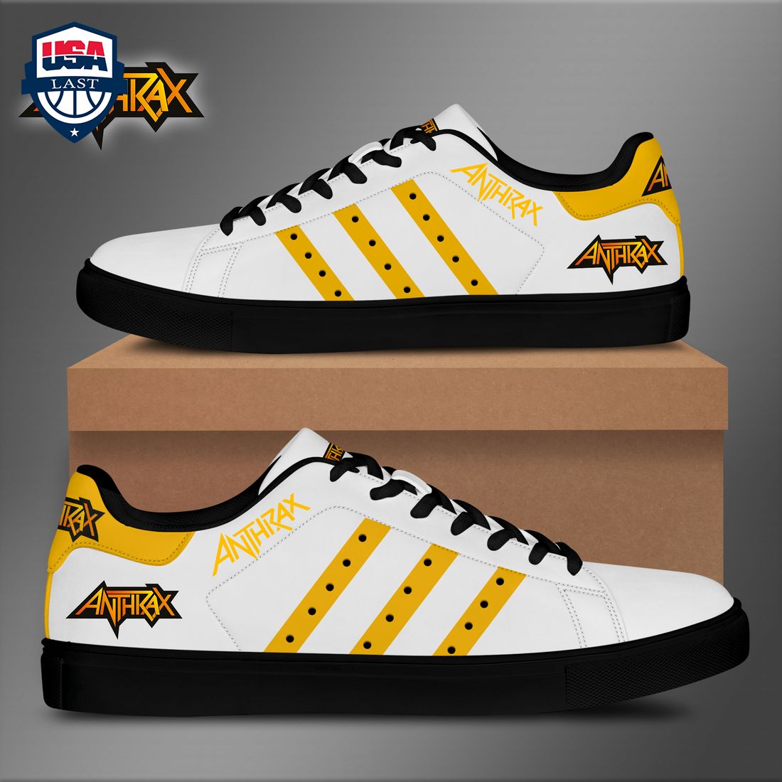 Anthrax Yellow Stripes Style 2 Stan Smith Low Top Shoes – Saleoff