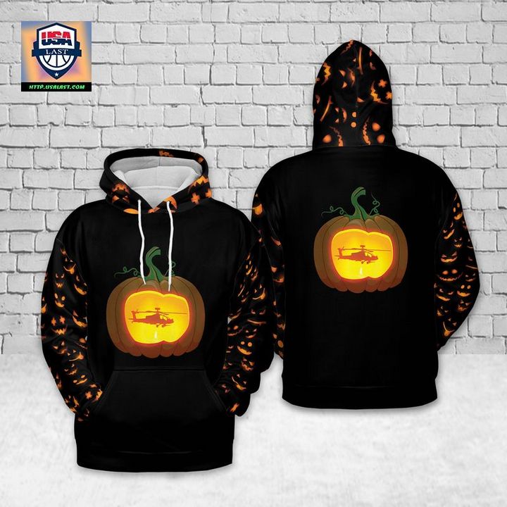 Apache Helicopter Pumpkin Halloween 3D Hoodie - Unique and sober