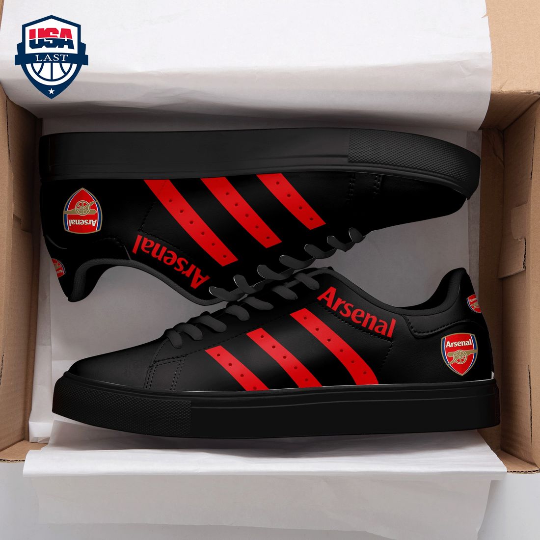 Arsenal FC Red Stripes Style 1 Stan Smith Low Top Shoes – Saleoff