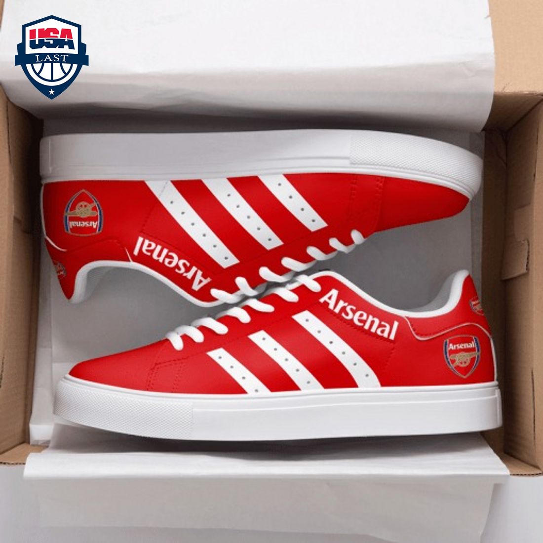 Arsenal FC White Stripes Style 2 Stan Smith Low Top Shoes – Saleoff