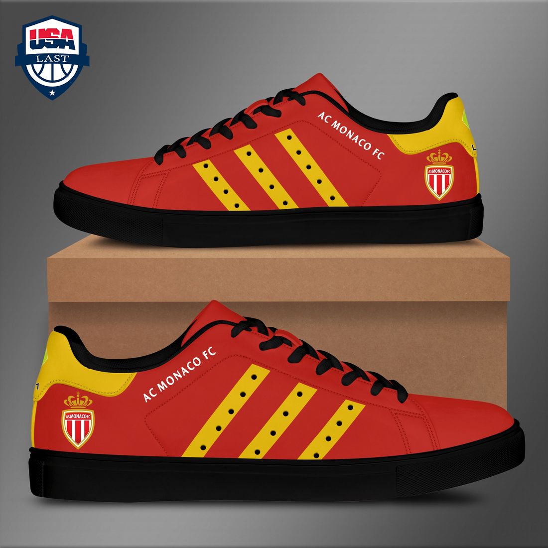 AS Monaco FC Yellow Stripes Style 1 Stan Smith Low Top Shoes – Saleoff