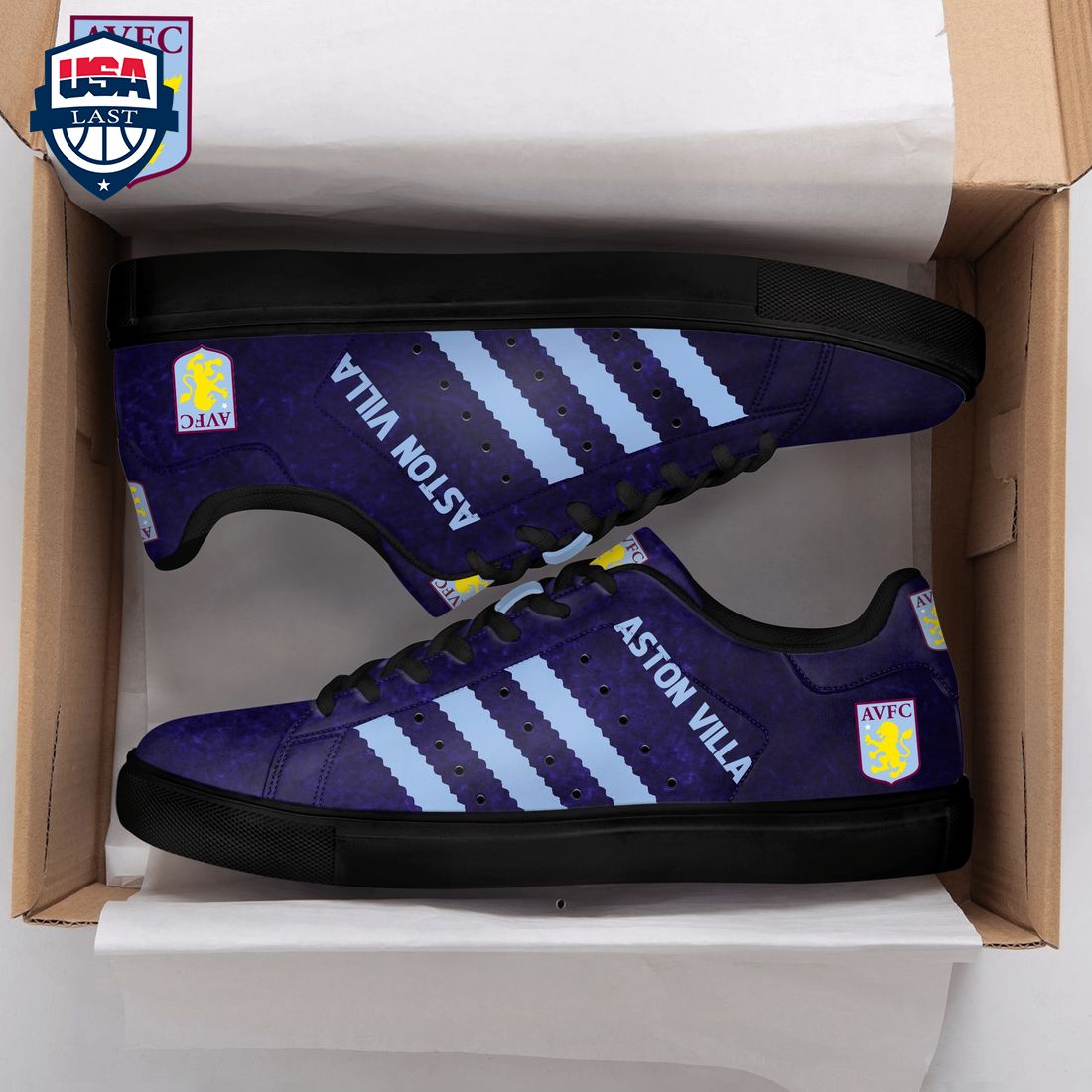 Aston Villa FC Aqua Blue Stripes Style 4 Stan Smith Low Top Shoes – Saleoff