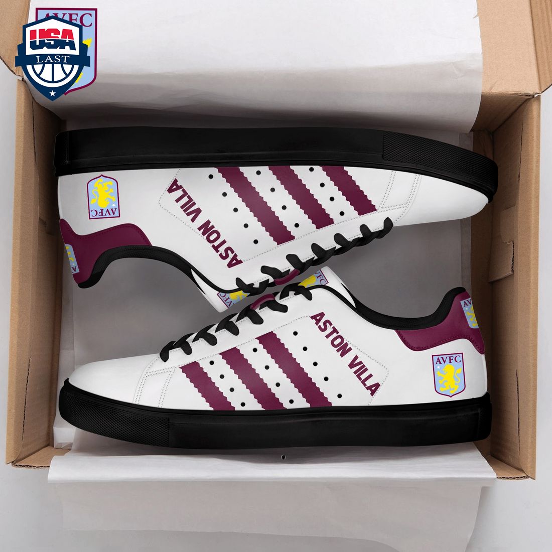 Aston Villa FC Red Stripes Style 6 Stan Smith Low Top Shoes – Saleoff