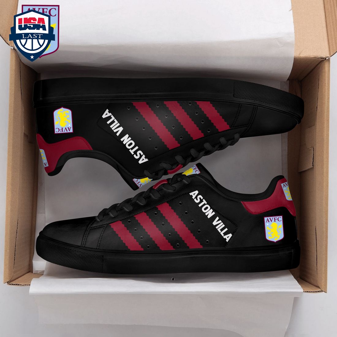 Aston Villa FC Red Stripes Style 7 Stan Smith Low Top Shoes – Saleoff