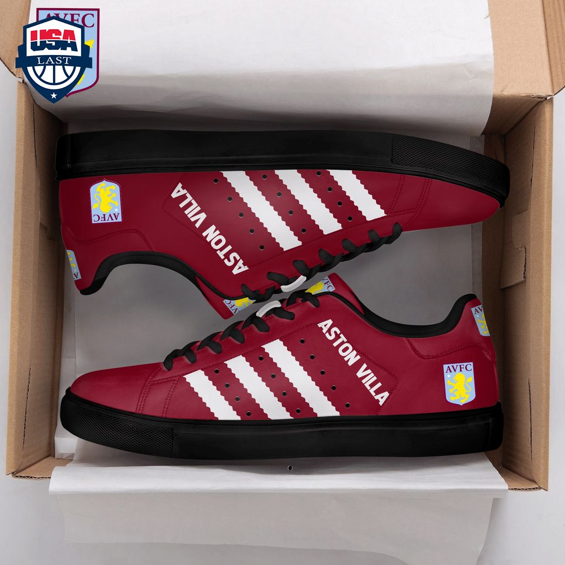 Aston Villa FC White Stripes Style 1 Stan Smith Low Top Shoes – Saleoff