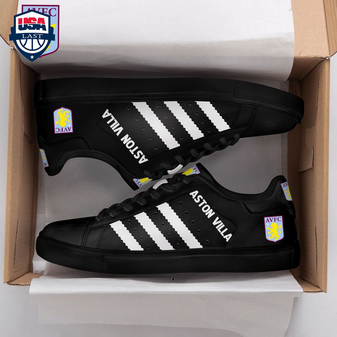 Aston Villa FC White Stripes Style 2 Stan Smith Low Top Shoes – Saleoff