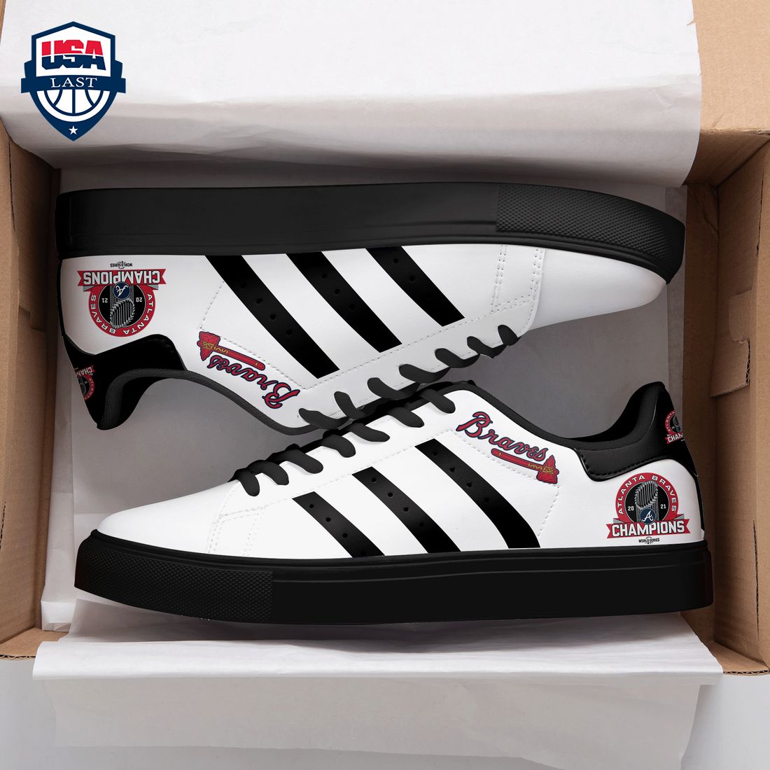 Atlanta Braves Black Stripes Stan Smith Low Top Shoes – Saleoff