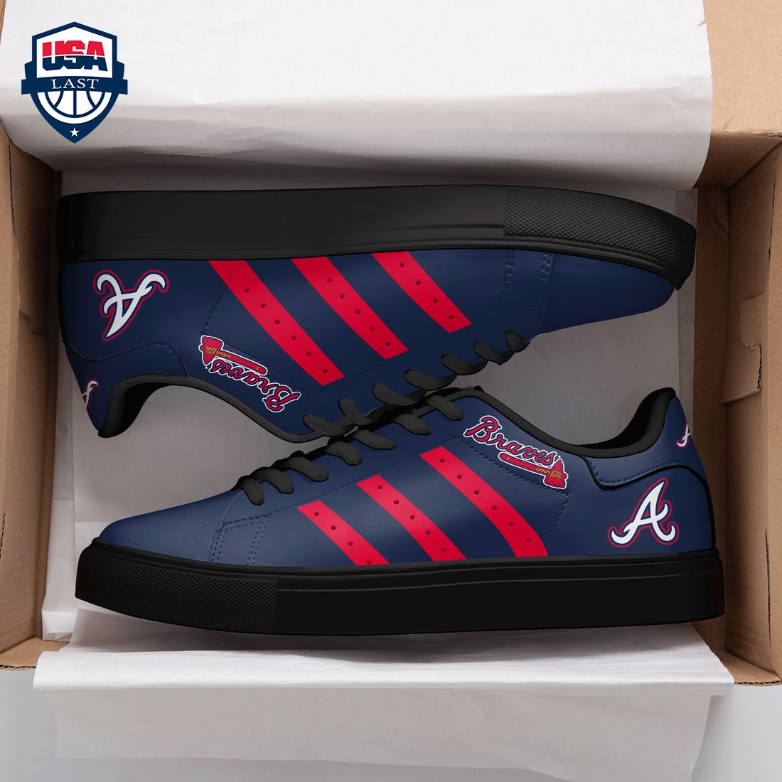 Atlanta Braves Red Stripes Stan Smith Low Top Shoes – Saleoff
