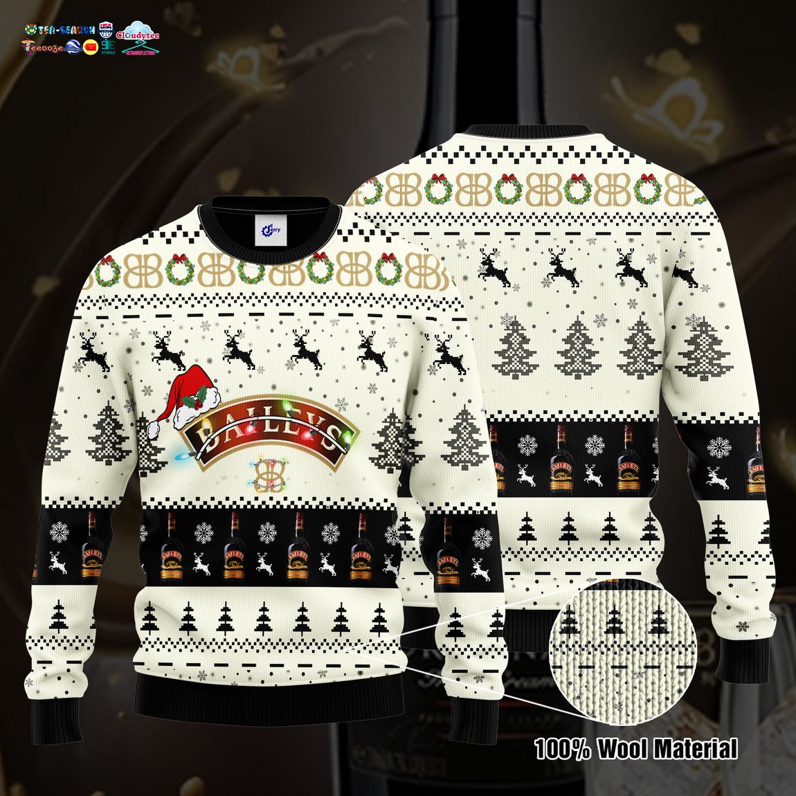 Baileys Santa Hat Ugly Christmas Sweater