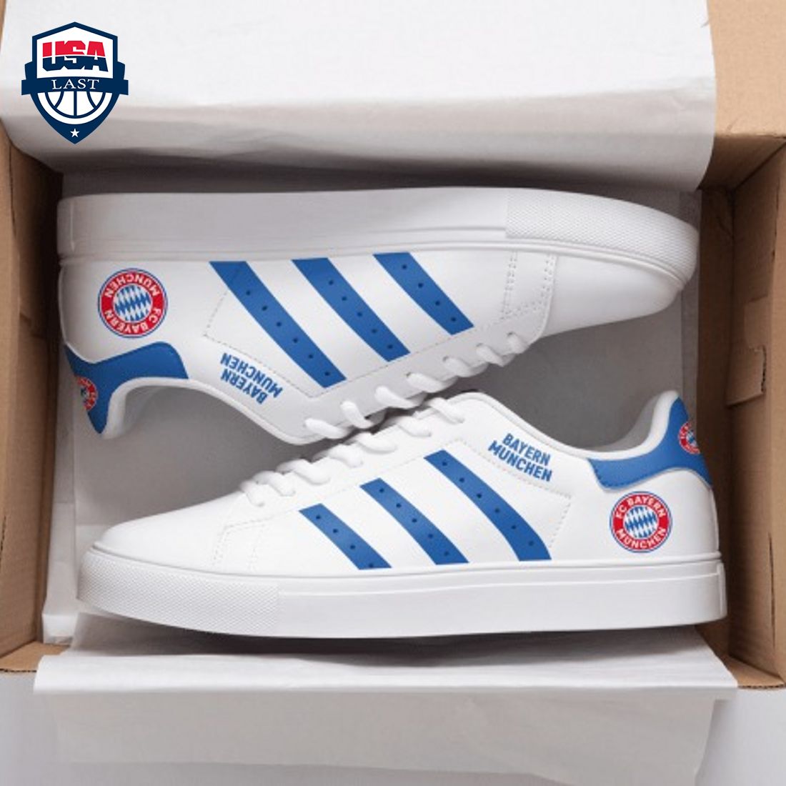 Bayern Munich Blue Stripes Stan Smith Low Top Shoes – Saleoff