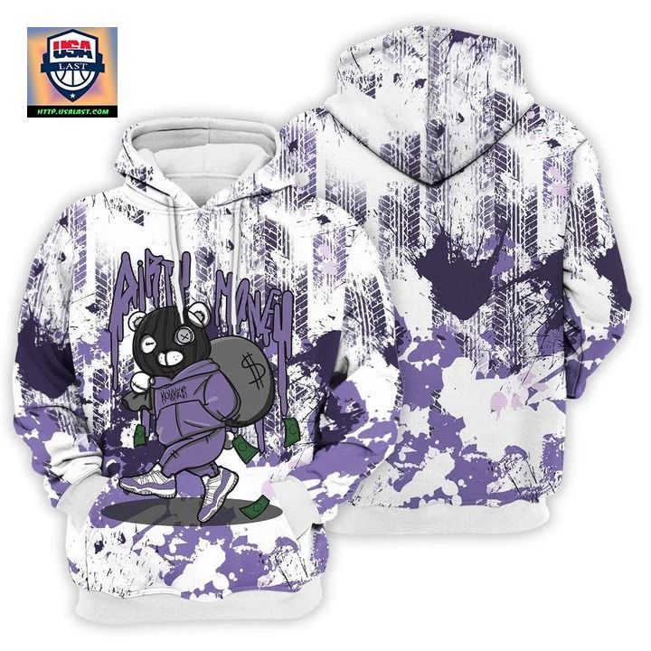 Bear Dirty Money – Low Pure Violet 11s Matching 3d Hoodie – Usalast