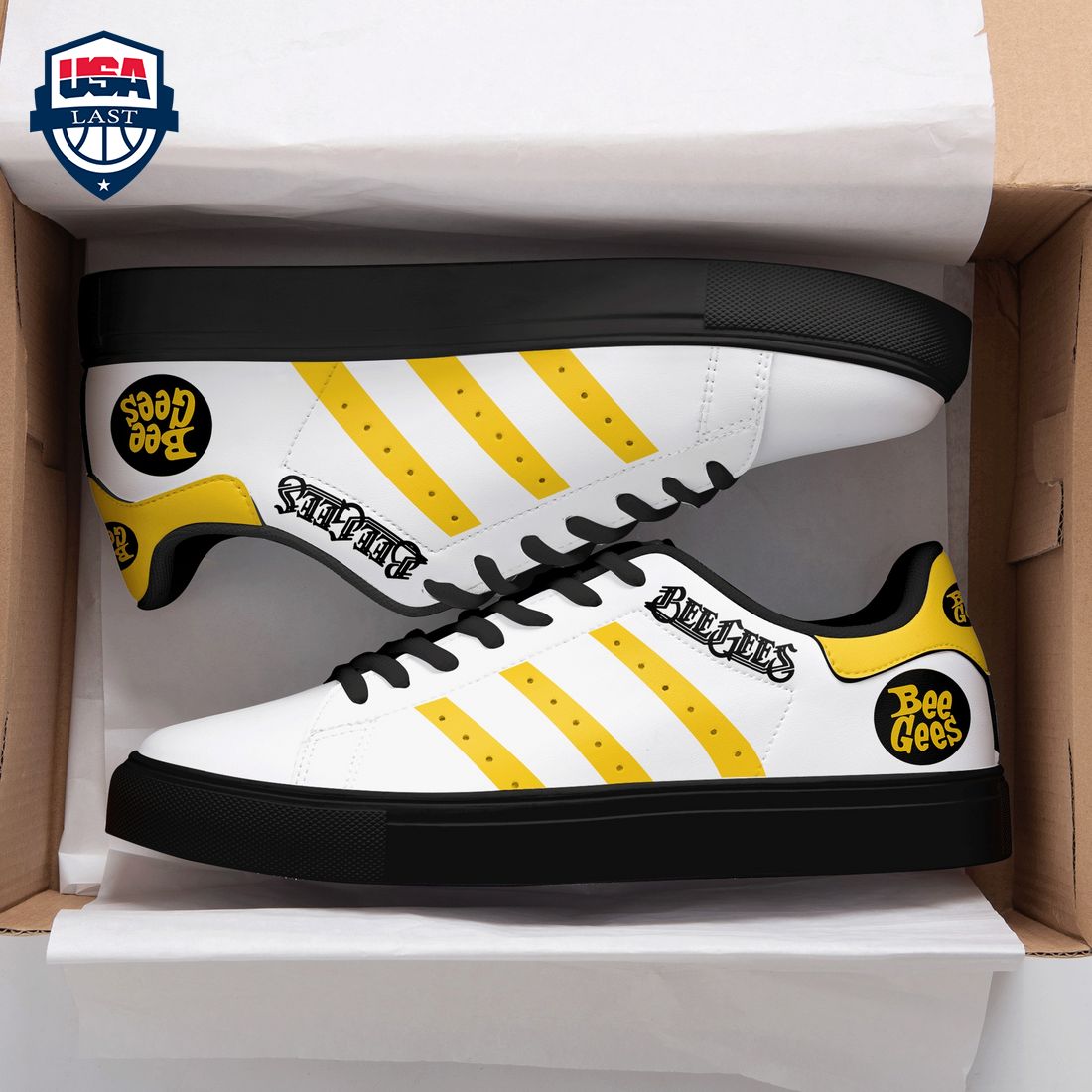 Bee Gees Yellow Stripes Stan Smith Low Top Shoes – Saleoff