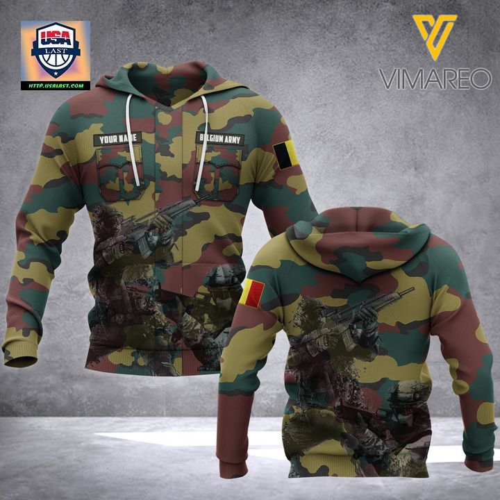 Belgian Army Art Combat Custom Name 3D Hoodie - Cool look bro