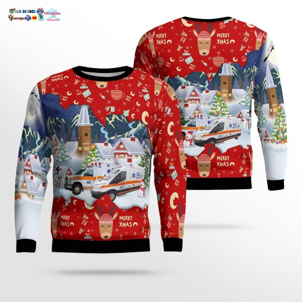 Bell Ambulance Milwaukee Wisconsin 3D Christmas Sweater – Saleoff