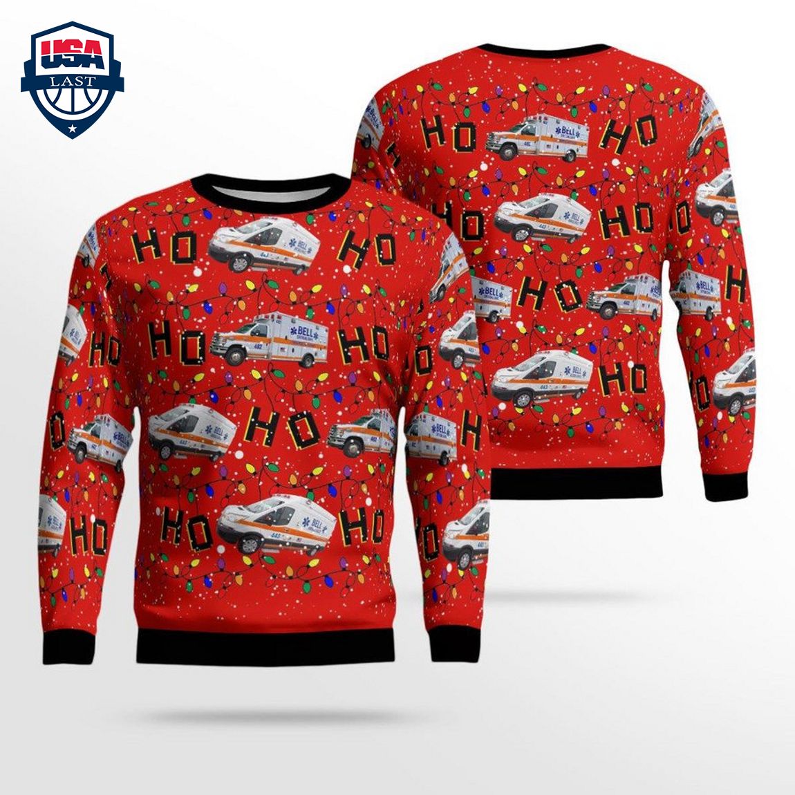 Bell Ambulance Milwaukee Wisconsin Ho Ho Ho 3D Christmas Sweater – Saleoff