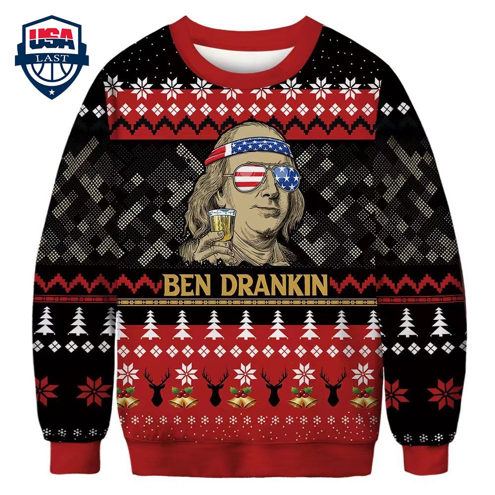 Benjamin Franklin Ben Drankin Ugly Christmas Sweater – Saleoff