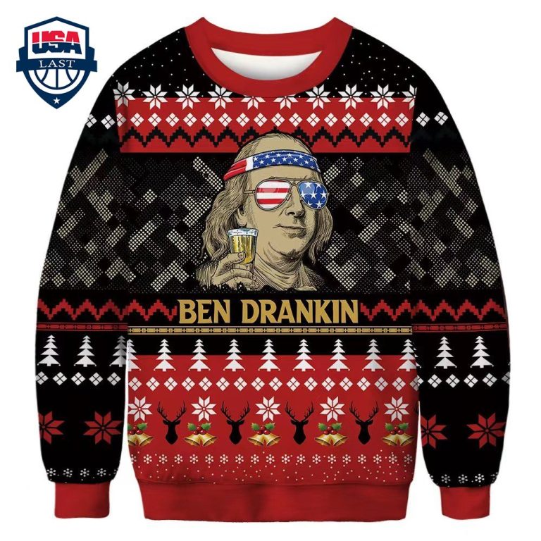 Benjamin Franklin Ben Drankin Ugly Christmas Sweater - Elegant and sober Pic