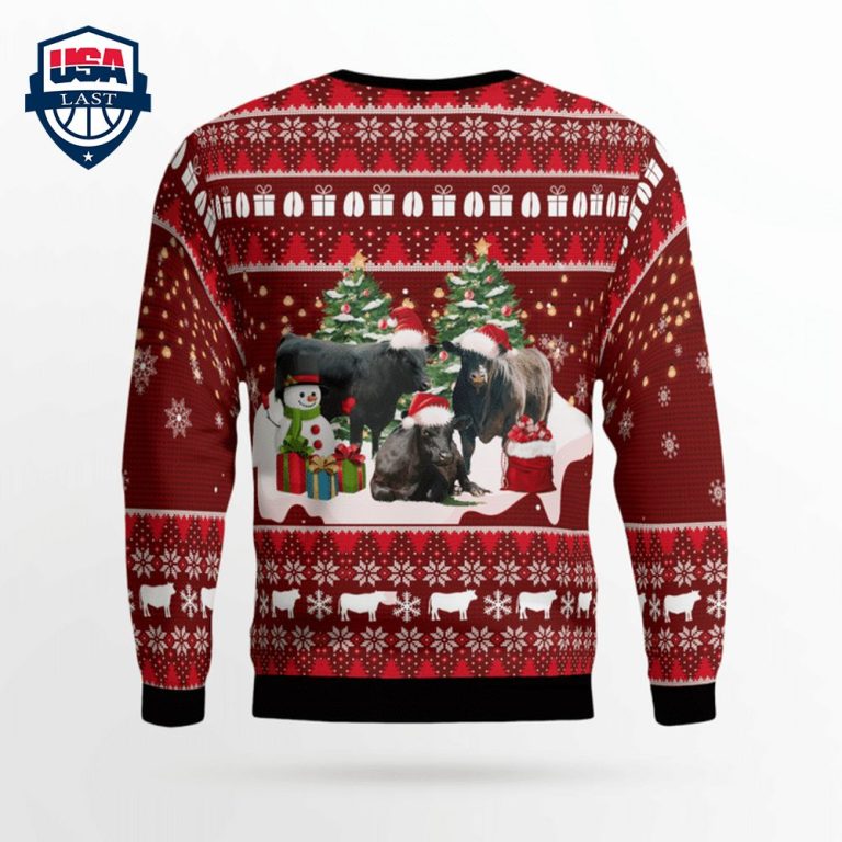 Black Angus Cattle 3D Christmas Sweater - Stand easy bro