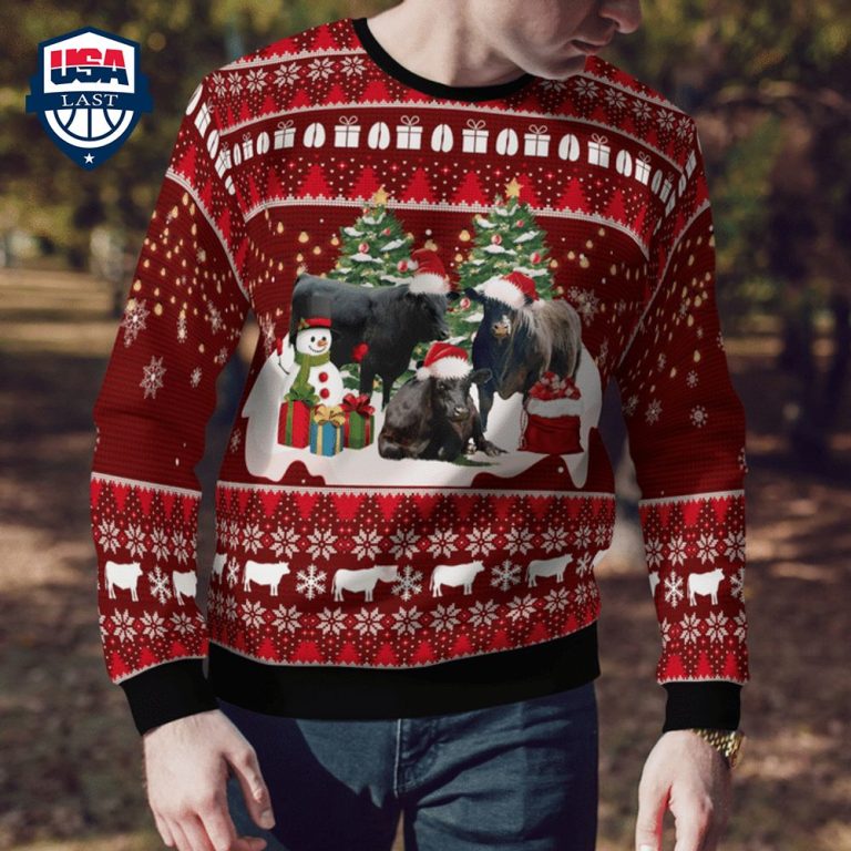 Black Angus Cattle 3D Christmas Sweater - How did you learn to click so well