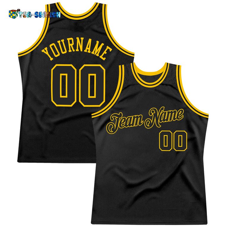Black-gold Authentic Throwback Basketball Jersey – Usalast