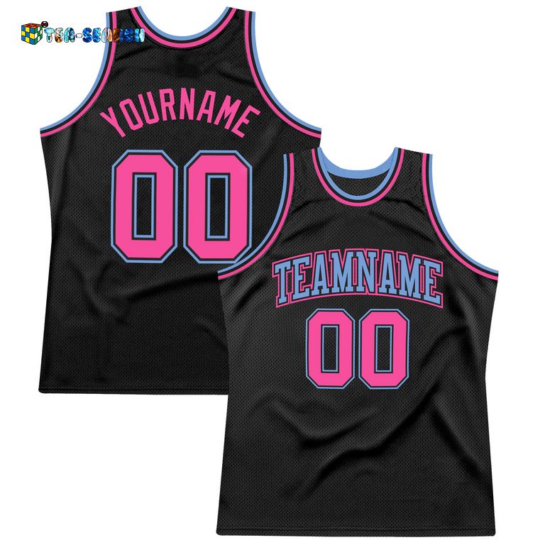 Black Light Blue-pink Authentic Throwback Basketball Jerse – Usalast