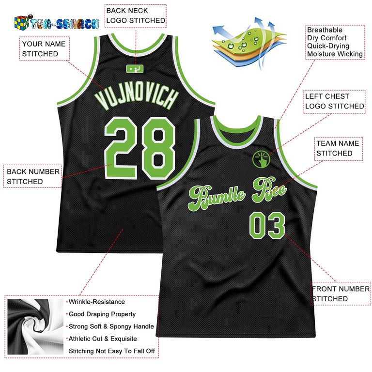 Black Neon Green-white Authentic Throwback Basketball Jersey - You look lazy