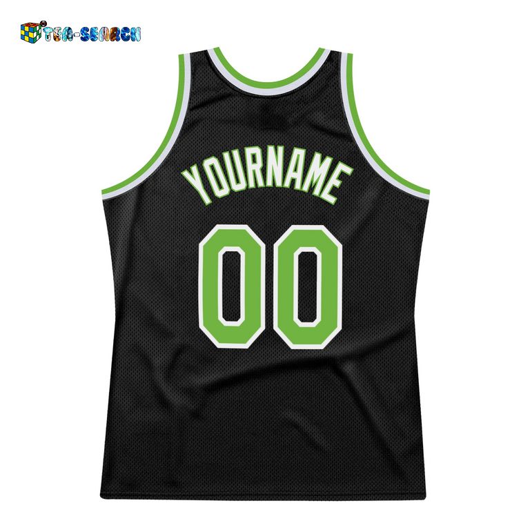 Black Neon Green-white Authentic Throwback Basketball Jersey - Stand easy bro