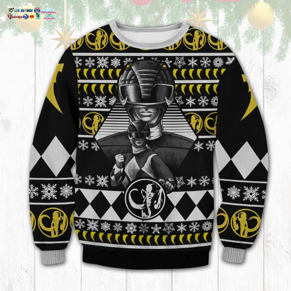 Black Power Rangers Ugly Christmas Sweater