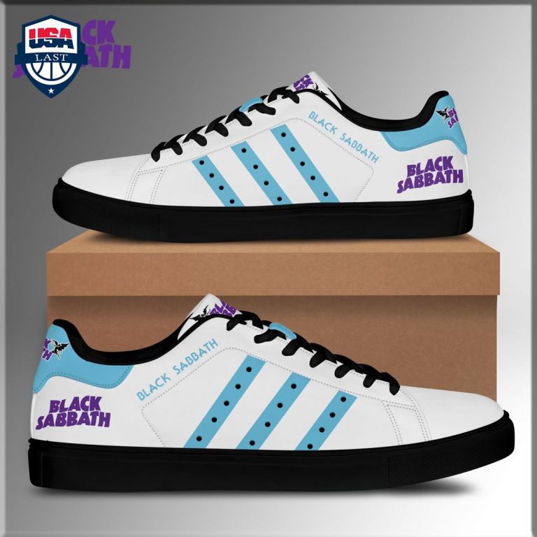 Black Sabbath Baby Blue Stripes Stan Smith Low Top Shoes - Stand easy bro