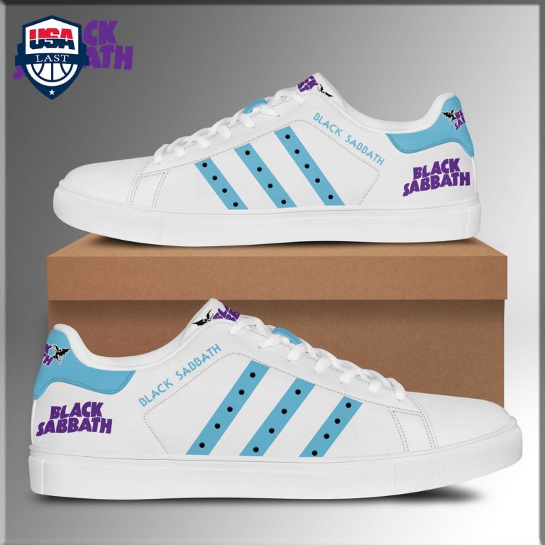 Black Sabbath Baby Blue Stripes Stan Smith Low Top Shoes - Stand easy bro