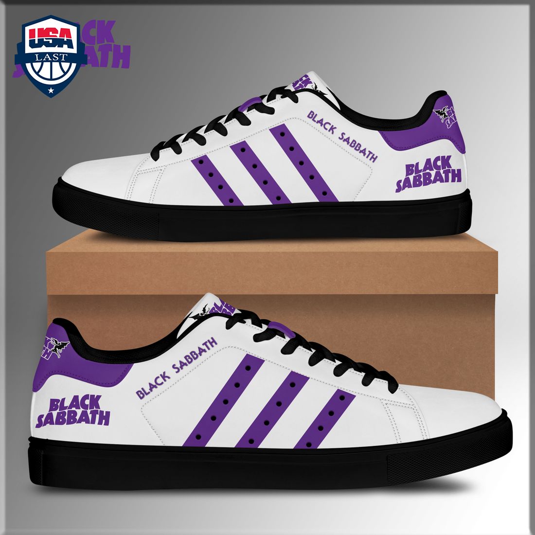 Black Sabbath Purple Stripes Stan Smith Low Top Shoes – Saleoff