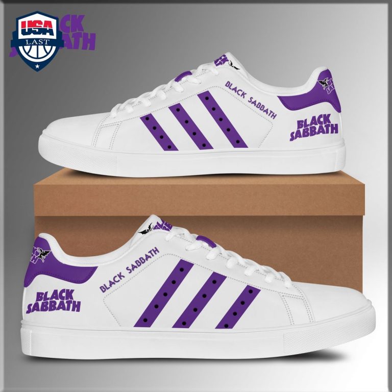 Black Sabbath Purple Stripes Stan Smith Low Top Shoes - Handsome as usual