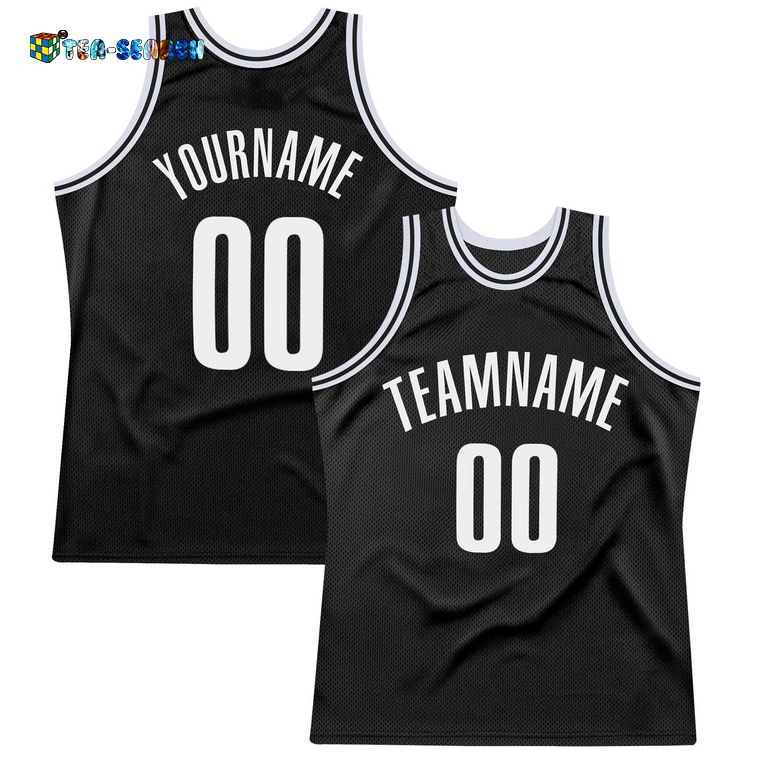 Black White Authentic Throwback Basketball Jersey – Usalast