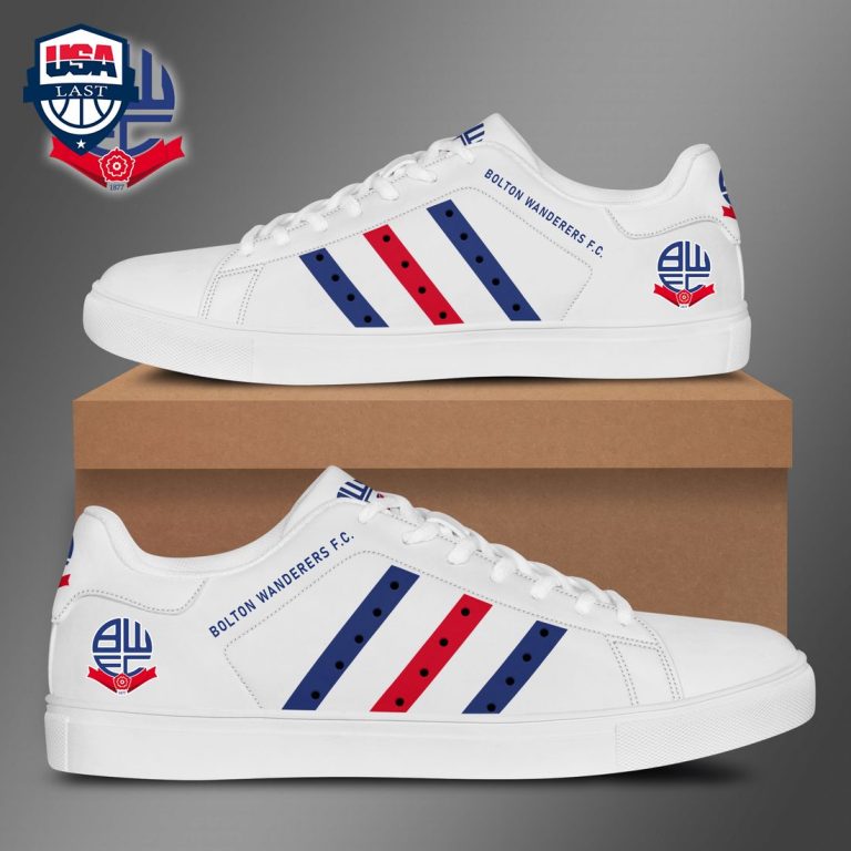 Bolton Wanderers FC Navy Red Stripes Stan Smith Low Top Shoes - Sizzling